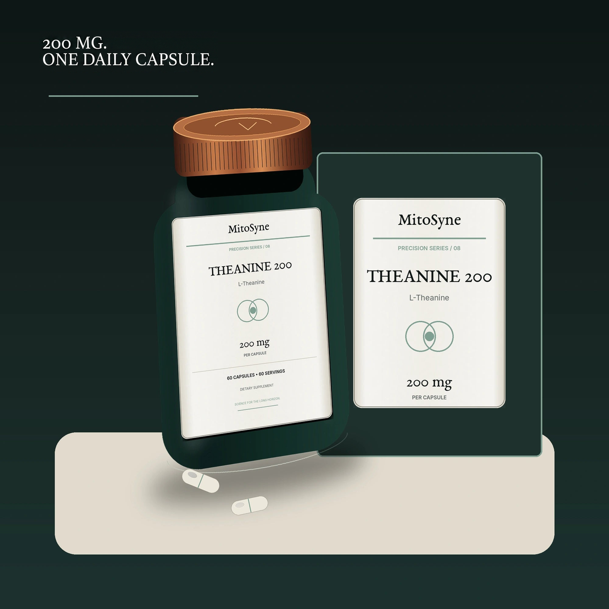 MitoSyne Theanine 200 — L-Theanine, 200 mg — Secondary three-quarter angle