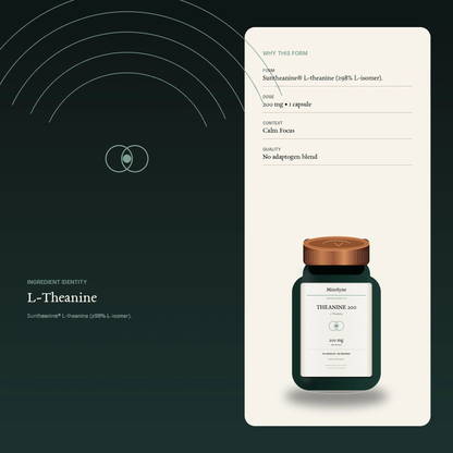 MitoSyne Theanine 200 — L-Theanine, 200 mg — Ingredient identity / mechanism-safe visual