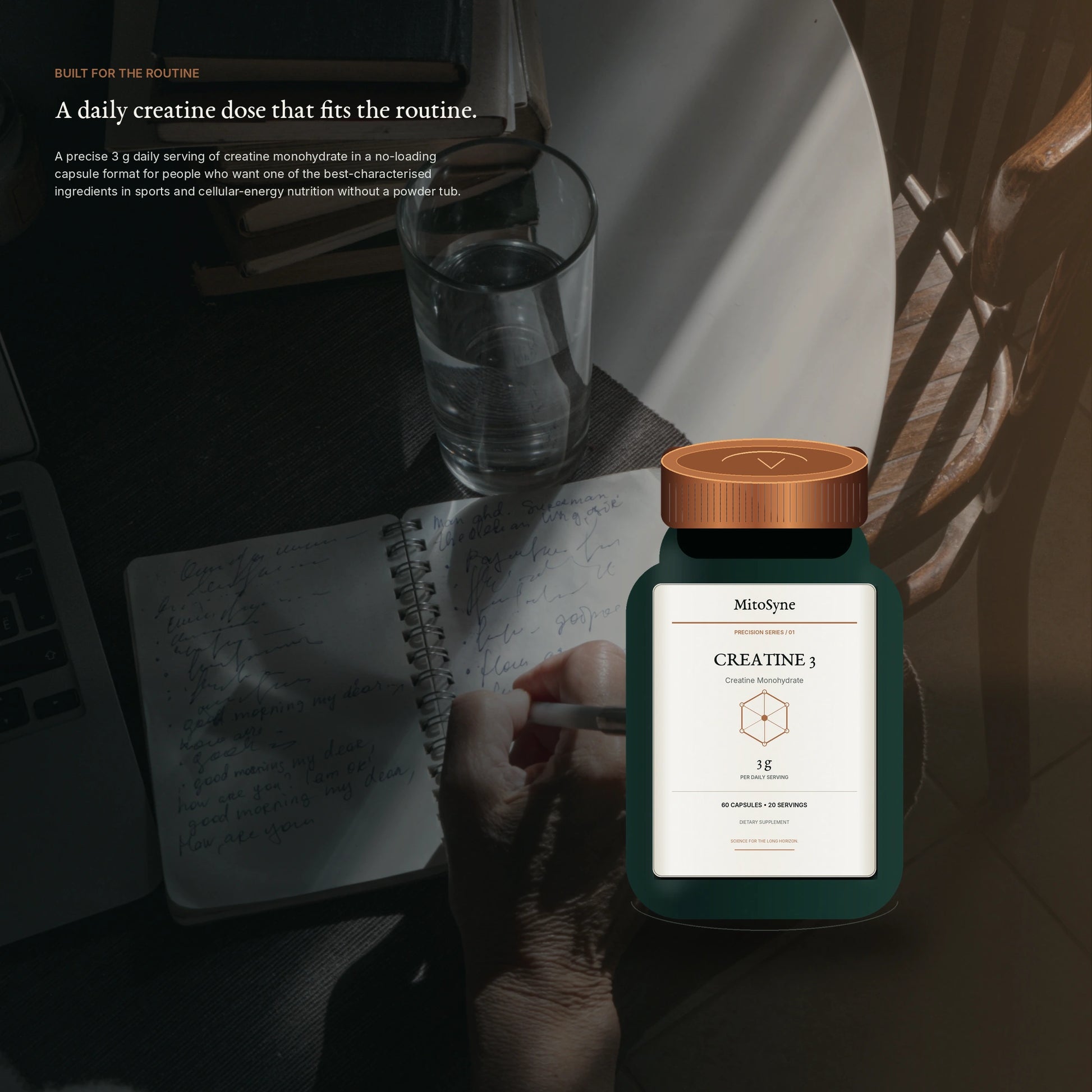 MitoSyne Creatine 3 — Creatine Monohydrate, 3 g — Premium routine context