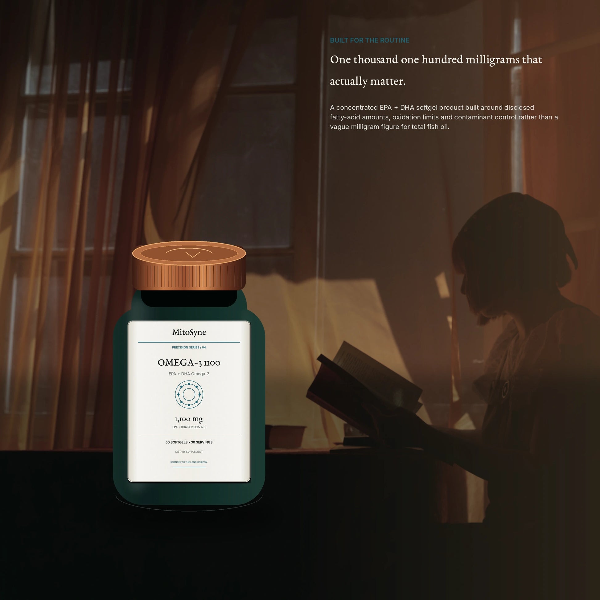 MitoSyne Omega-3 1100 — EPA + DHA Omega-3, 1,100 mg — Premium routine context
